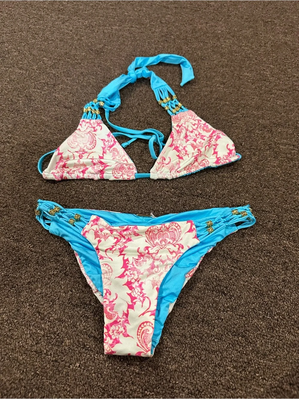 Beach Bunny Blue & Pink Paisley Two-Piece Bikini